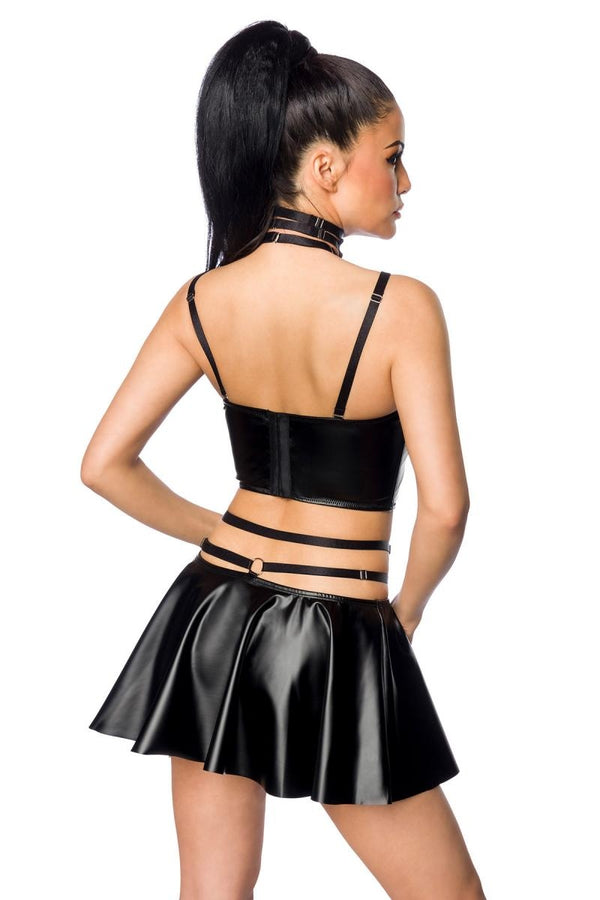 Harness-Wetlook-Set mit ausgestelltem Rock 18264 von Saresia