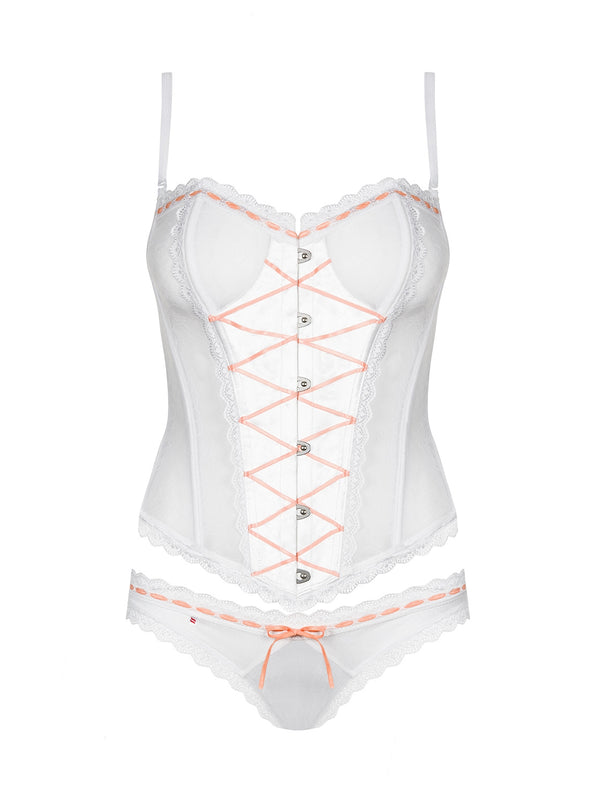 Melidia Corsage weiß-coral