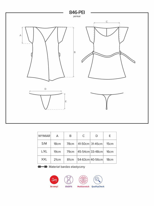 846-PEI-1 Peignoir schwarz