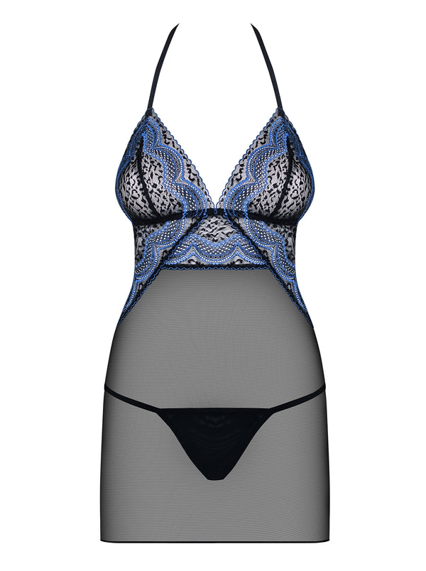 844-CHE-1 Chemise schwarz-saphir