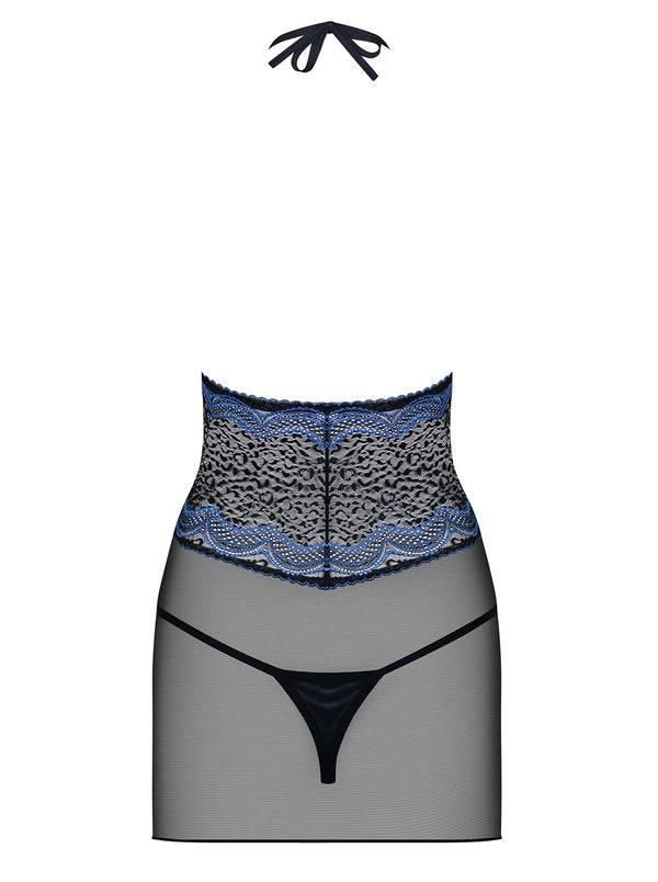 844-CHE-1 Chemise schwarz-saphir