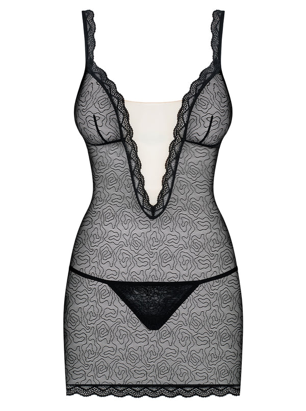 811-CHE-1 Chemise schwarz-beige