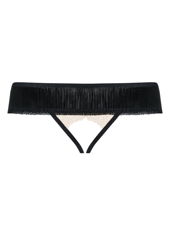 826-THC-4 Crotchless Thong beige-schwarz