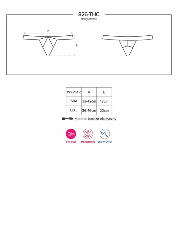 826-THC-4 Crotchless Thong beige-schwarz
