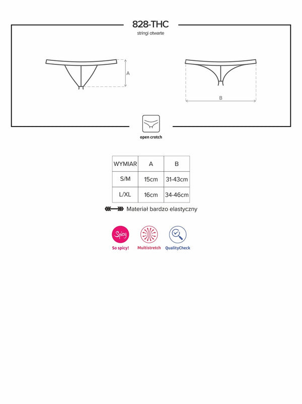 828-THC-1 String ouvert schwarz