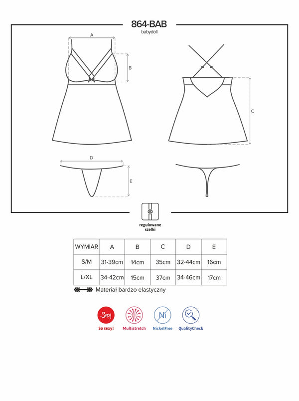 864-BAB-1 Babydoll schwarz