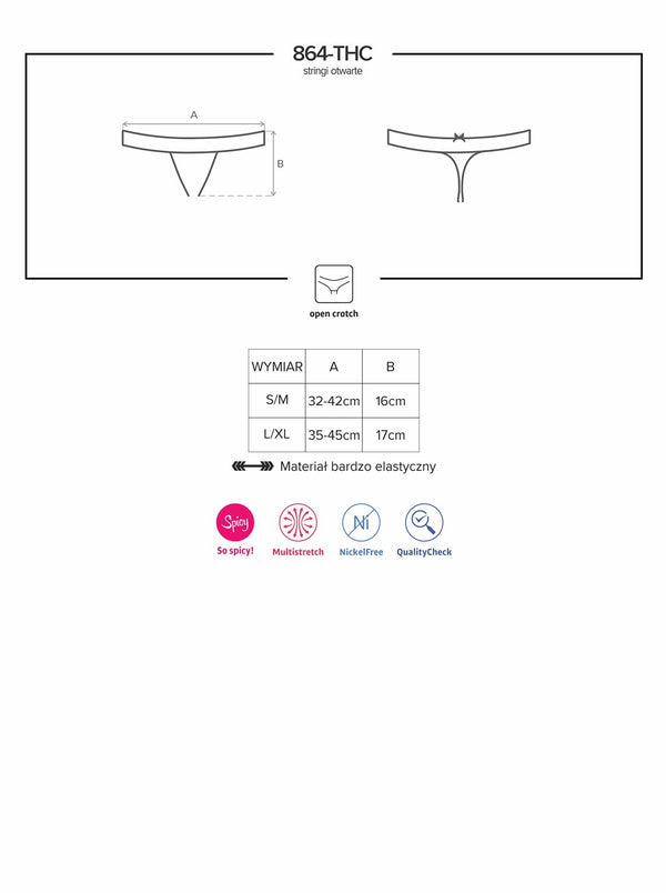 864-THC-1 Crotchless Thong schwarz