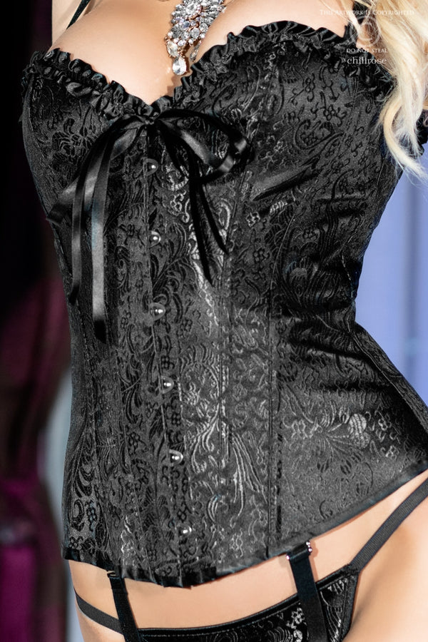 Brokat-Corsage CR4320 schwarz