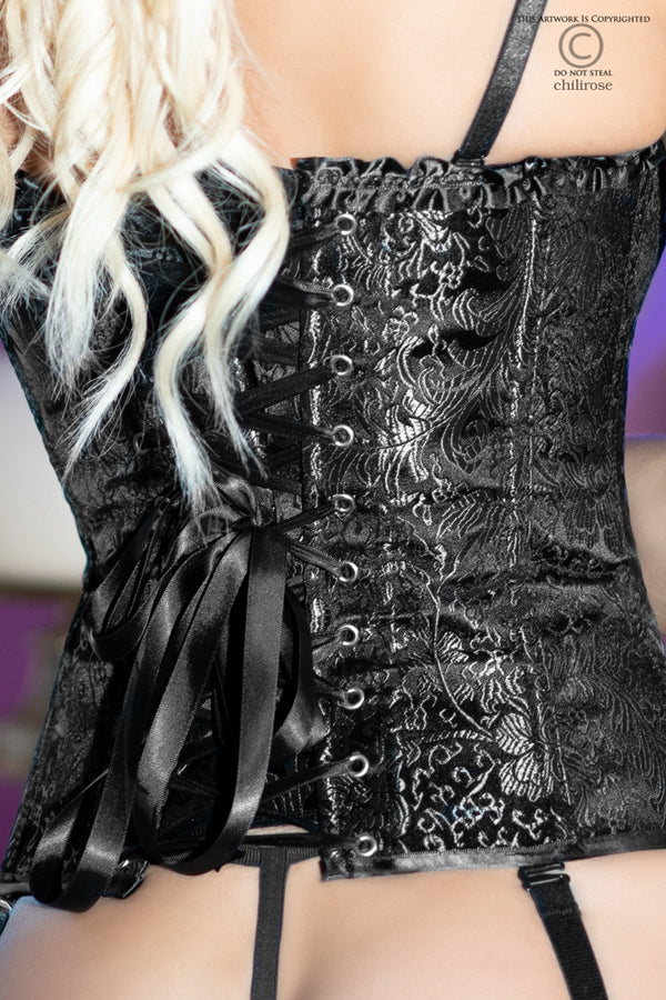 Brokat-Corsage CR4320 schwarz