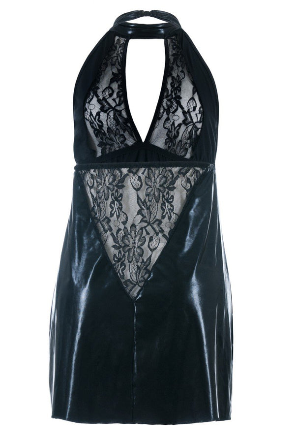 schwarzes Wetlook Chemise SB-1001 Sexy Base Kollektion by Andalea