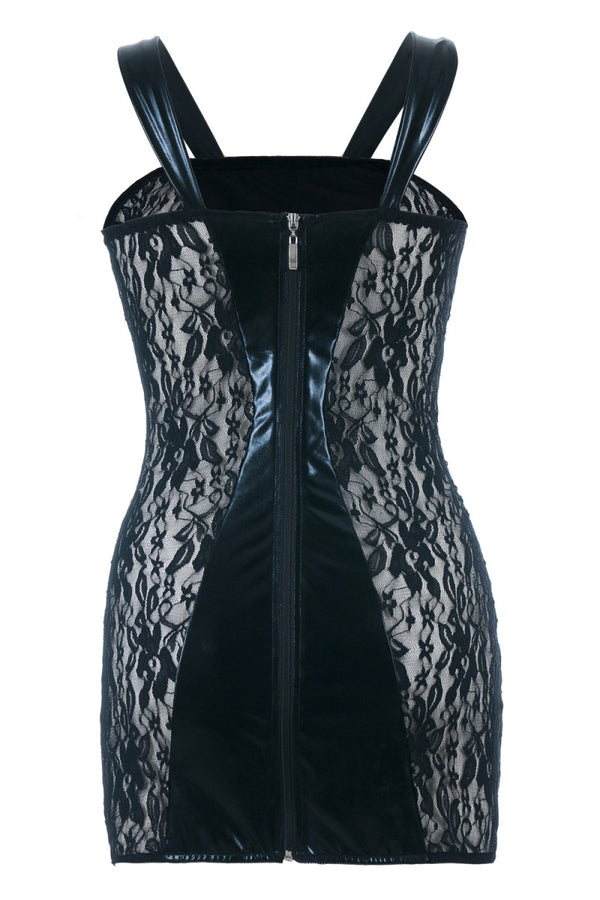 schwarzes Wetlook Chemise SB-1004 Sexy Base Kollektion by Andalea