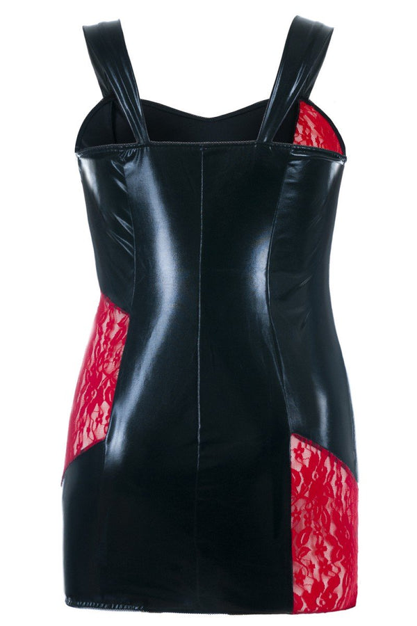 schwarz-rotes Wetlook Chemise SB-1006 Sexy Base Kollektion by Andalea