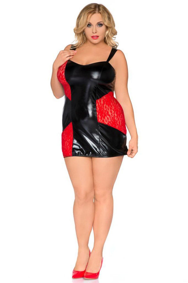 schwarz-rotes Wetlook Chemise SB-1006 Sexy Base Kollektion by Andalea
