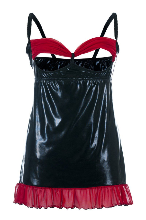 schwarzes Wetlook Chemise SB-1011 Sexy Base Kollektion by Andalea