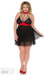 schwarz-rotes Chemise Z-5026 von Andalea