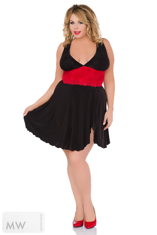 schwarz-rotes Chemise Z-5036 von Andalea