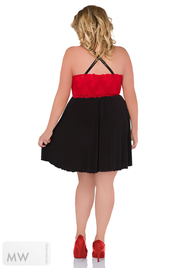 schwarz-rotes Chemise Z-5036 von Andalea