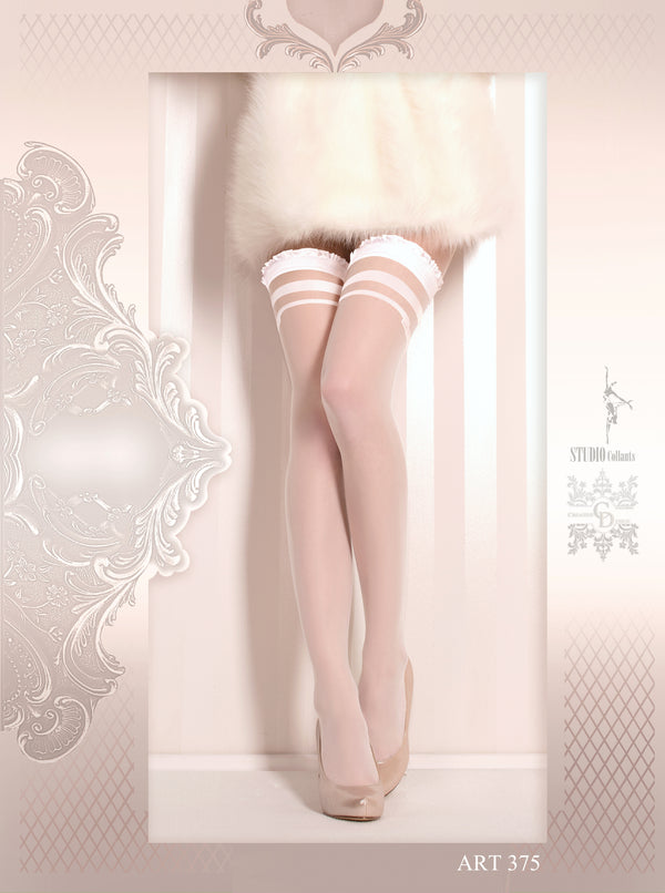 BA Art. 375 halterlose Strümpfe weiß-silber 20 DEN