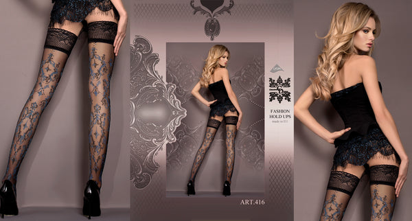 BA Art. 416 halterlose Strümpfe schwarz-blau 20DEN