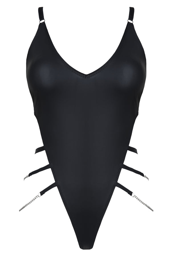 schwarzer Ketten-Body DDKery001 von Demoniq Dark Desire Collection