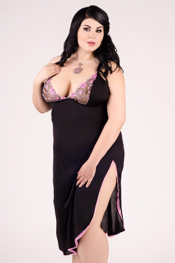 langes schwarzes Chemise E-2003 von Andalea Dessous