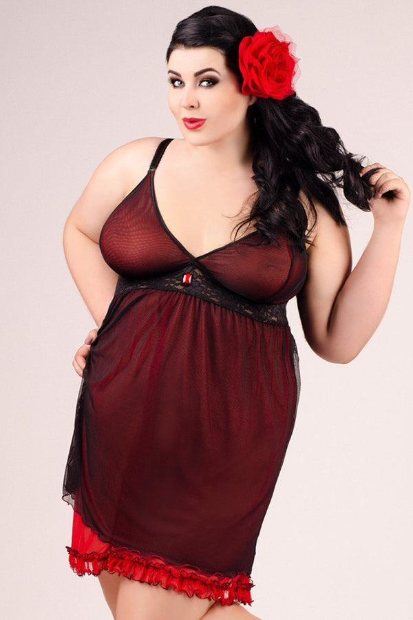 schwarz-rotes Chemise E-2011 von Andalea Dessous