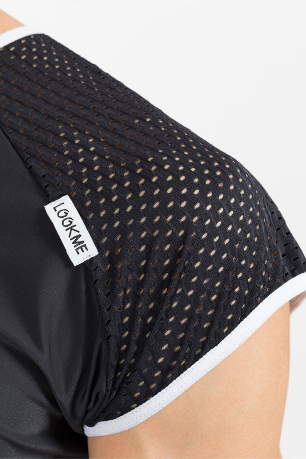 schwarz-weißes V-Shirt Mixing 43-77 von Look Me