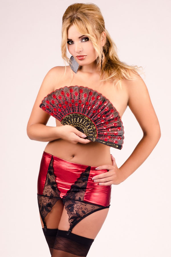 rot-schwarzer Strapsgürtel M-1050 von Andalea Dessous