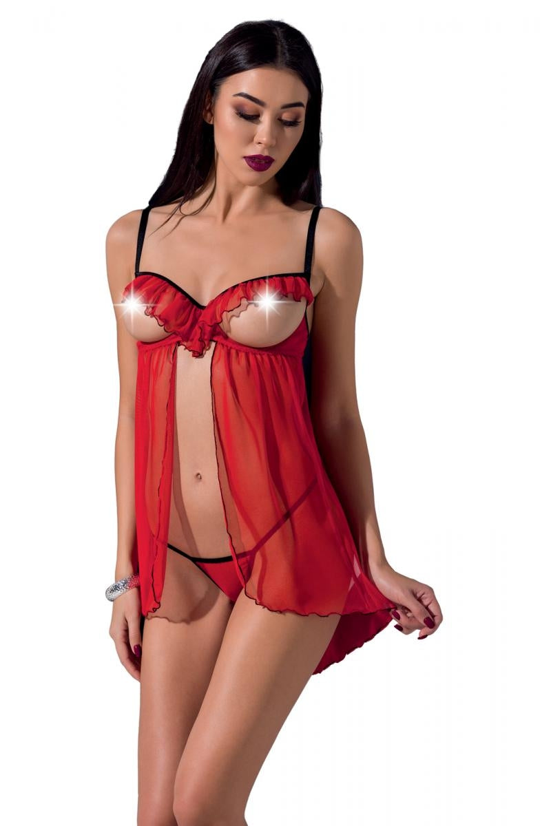 rotes ouvert Chemise Cherry von Passion Devil Collection