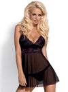 Babydoll "Amarone" schwarz-fuchsia