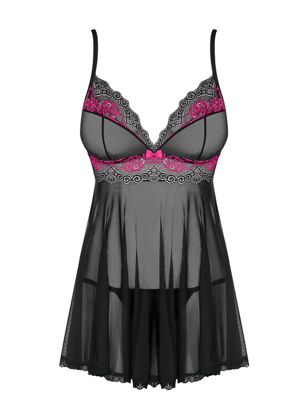 Tulia Babydoll schwarz-pink