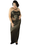 langes goldenes Wetlook-Kleid C-4001 von Andalea