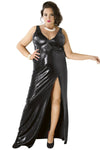 langes schwarzes Wetlook-Kleid C-4005 von Andalea