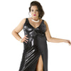 langes schwarzes Wetlook-Kleid C-4005 von Andalea