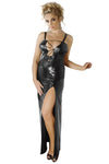 langes schwarzes Wetlook-Kleid M-1072 von Andalea