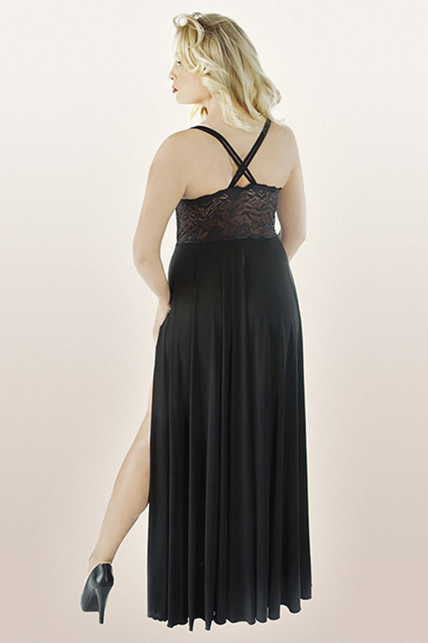 schwarzes langes Kleid M-1074 von Andalea