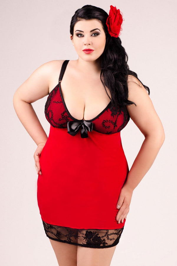 rot-schwarzes Kleid E-2010 von Andalea Dessous