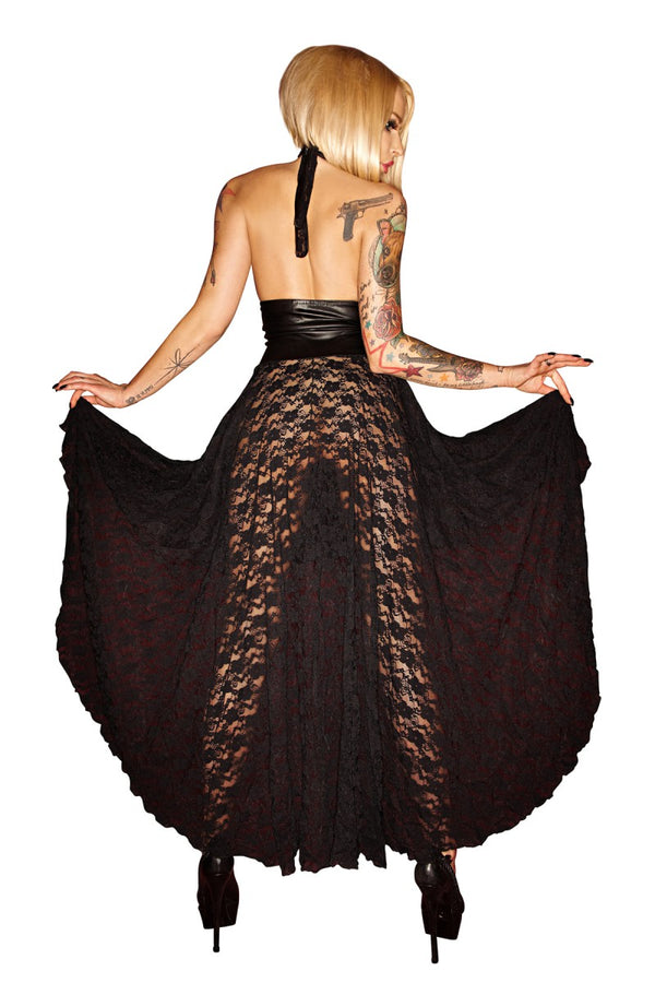 schwarzes langes Neckholder-Kleid F021 von Noir Handmade