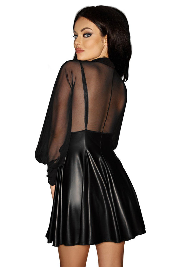 schwarzes Wetlook Kleid F118 von Noir Handmade ImMoral Kollektion