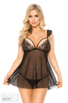 schwarzes Babydoll 1875 von Softline Romatic Collection